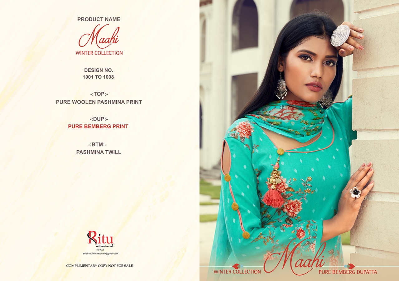 Ritu International Maahi Pure Pashmina Winter Collection Dress Materials Best Rate Surat