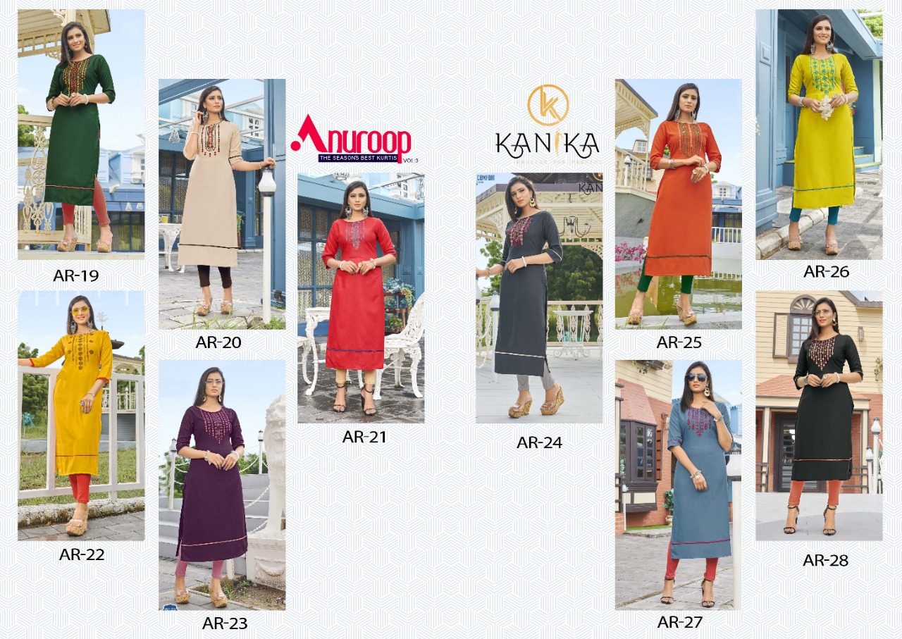 Kanika Anuroop Vol 3 Ruby Silk Embroidery Kurtis Wholesale Rate Surat