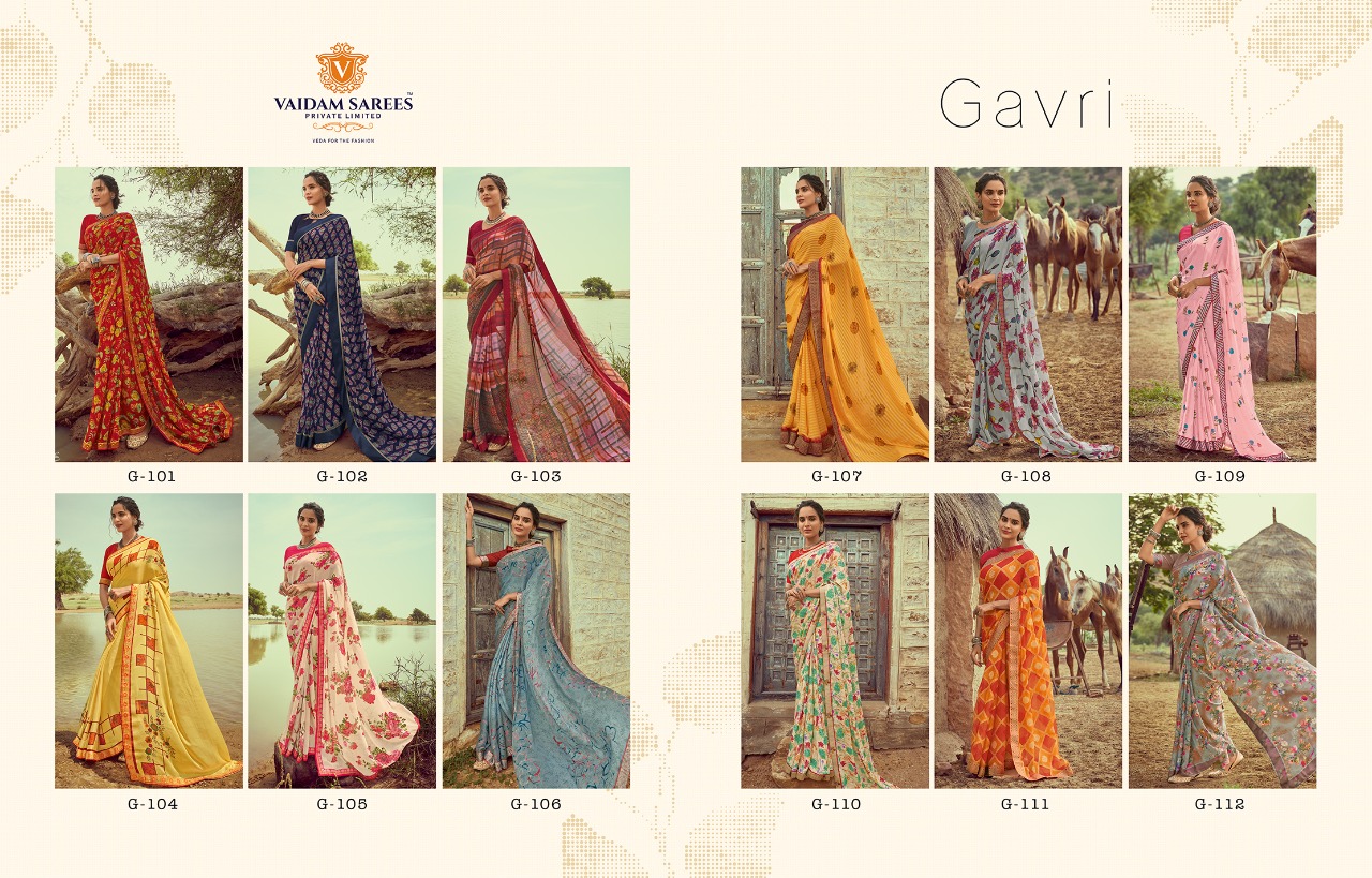 Vaidam Gavri Kiva Georgette Printed Sarees Wholesale Online Supplier Surat