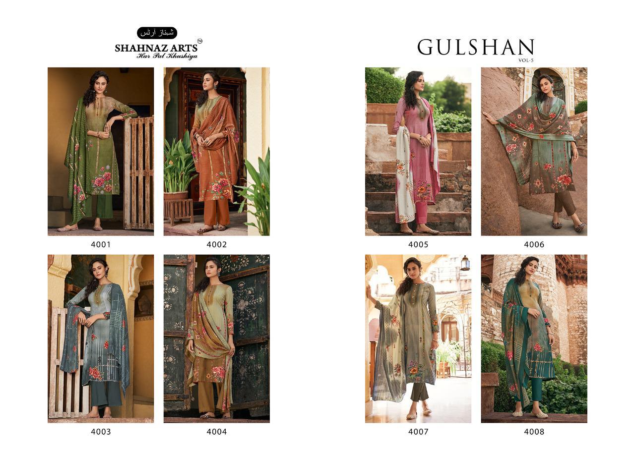 Shahnaz Arts Gulshan Vol 5 Pashmina Designer Printed Fancy Salwar Kameez Collection Wholesale Rate Surat