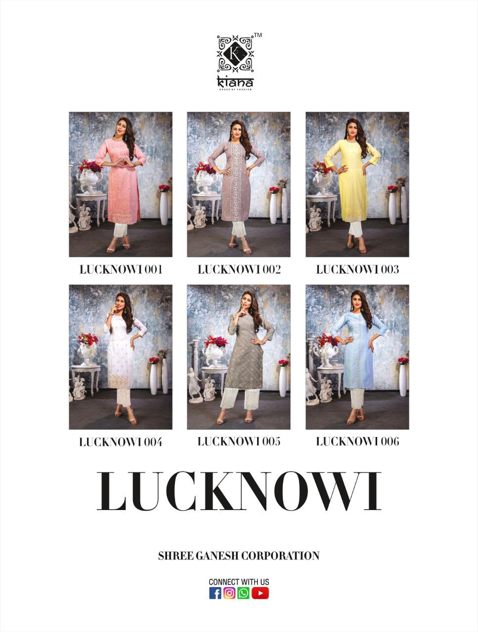 Kiana Fashion Lucknowi Catalog Fancy Party Wear Kurtis Wholesale Rate Surat