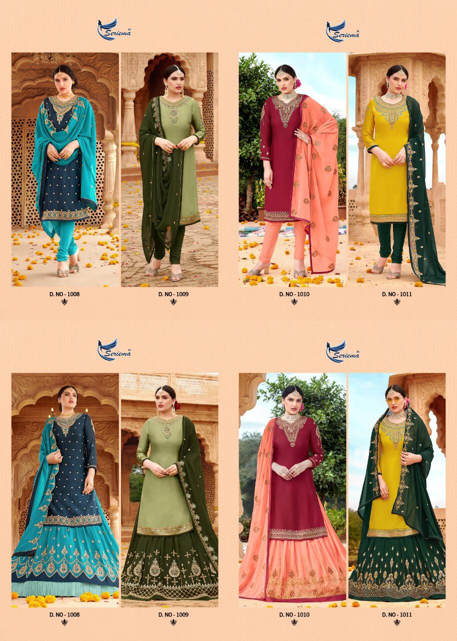 Seriema Shahnaz Satin Georgette Designer Party Wear Suits Collection Wholesale Price Surat