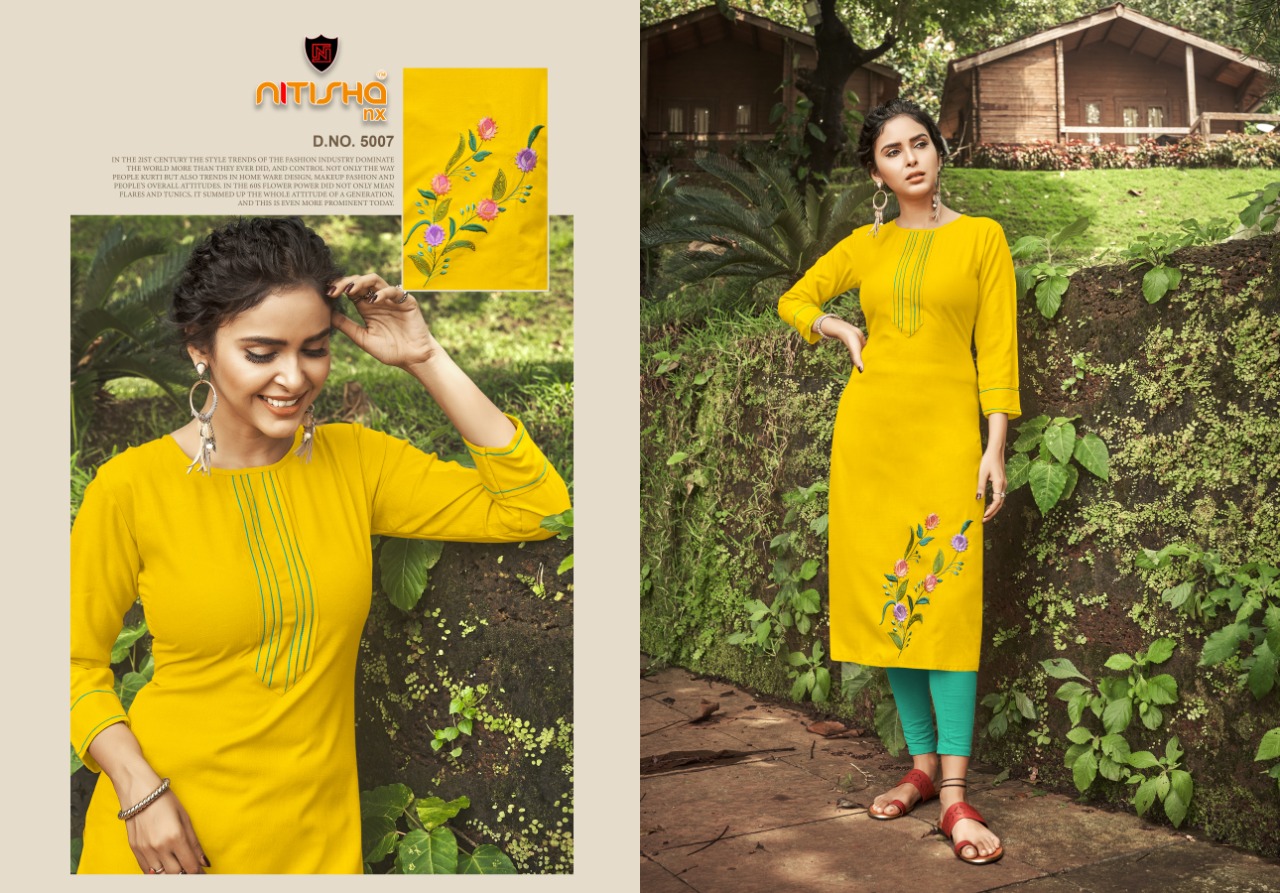 Nitisha Nx Viva Vol 5 Heavy Cotton Designer Embroidery Kurtis Wholesaler Price In Surat