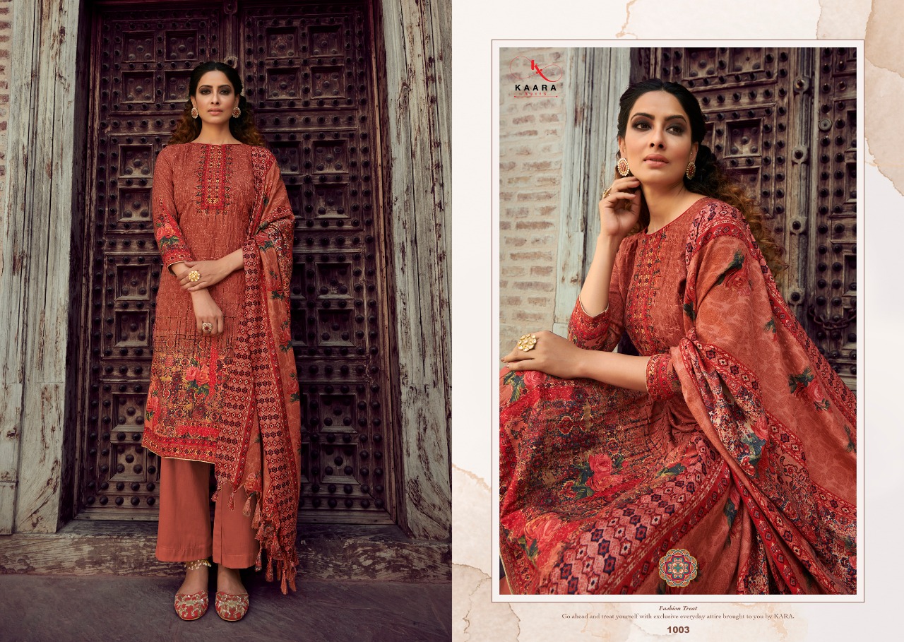 Kaara Suits Rangrez Pure Pashmina Printed Bemberg Chiffon Dupatta Set Wholesaler Suits In Surat