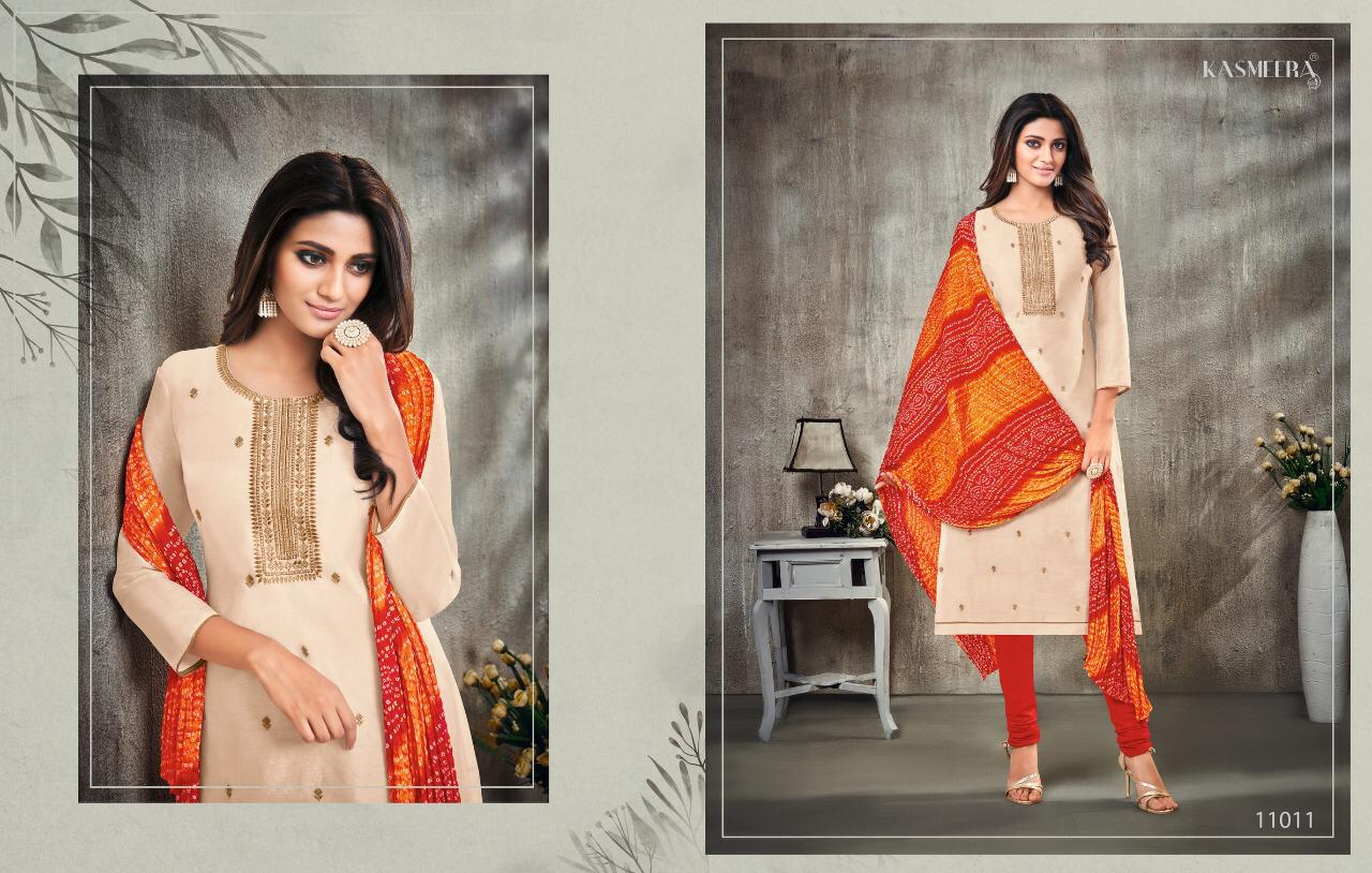 Kasmeera Kesri Silk Embroidered Fancy Salwar Kameez Catalogue Wholesale Price Surat