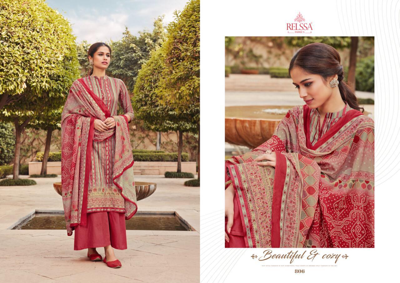 Relssa Fabrics Sanju Catalogue Cotton Satin Handwork Fancy Dress Material Collection Wholesale Price Supplier