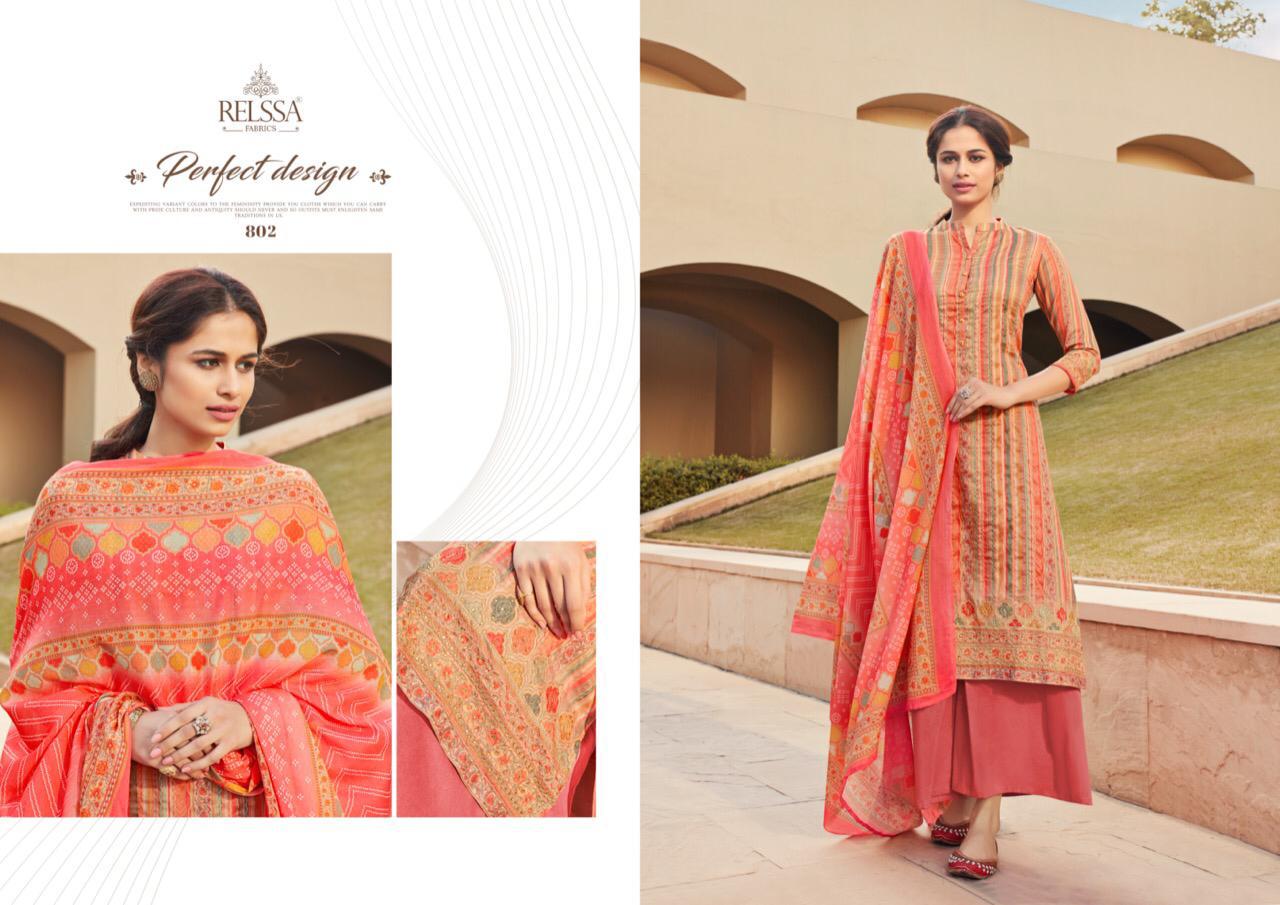 Relssa Fabrics Sanju Catalogue Cotton Satin Handwork Fancy Dress Material Collection Wholesale Price Supplier