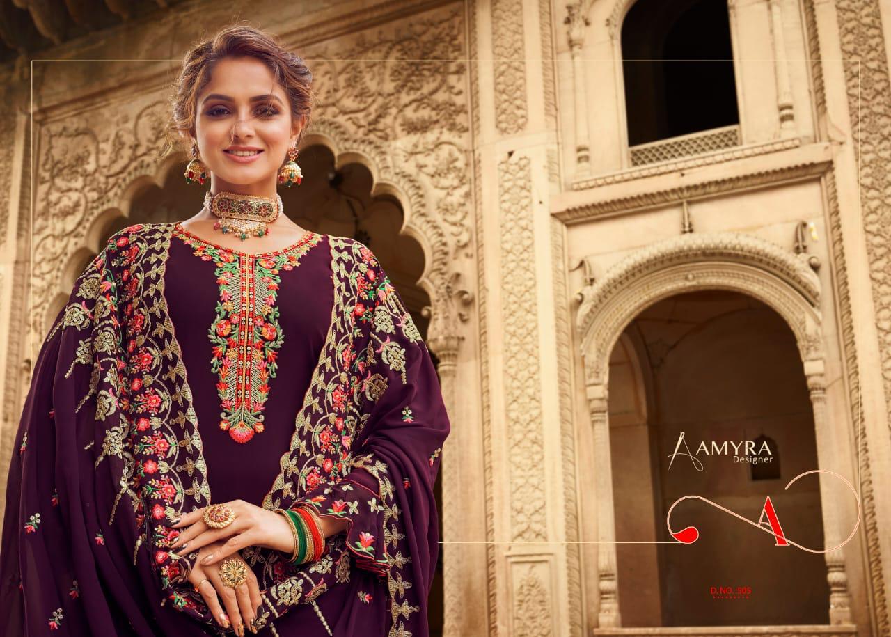 Aamyra Designer Jasmine 501-505 Series Party Wear Georgette Salwar Kameez Collection Wholesale Price