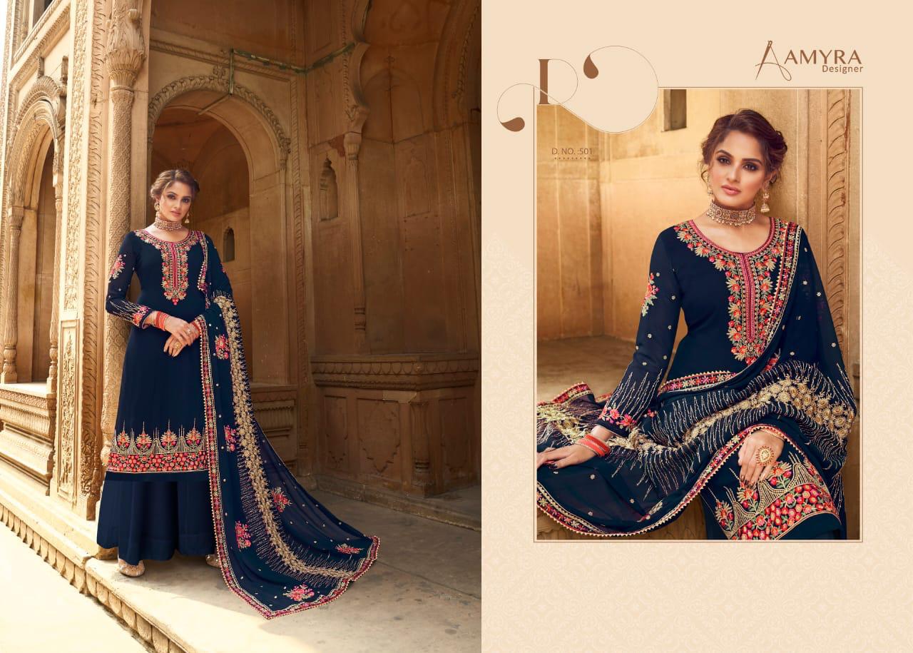 Aamyra Designer Jasmine 501-505 Series Party Wear Georgette Salwar Kameez Collection Wholesale Price