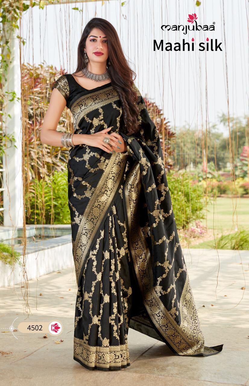 Manjuba Maahi Silk 4501-4508 Series Fancy Designer Silk Sarees Collection Wholesale Price Surat