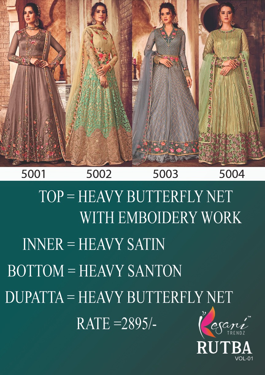 Kesari Trendz Rutbaa 5001-5004 Series Heavy Embroidery Work Eid Special Salwar Kameez Collection Wholesale Price Surat