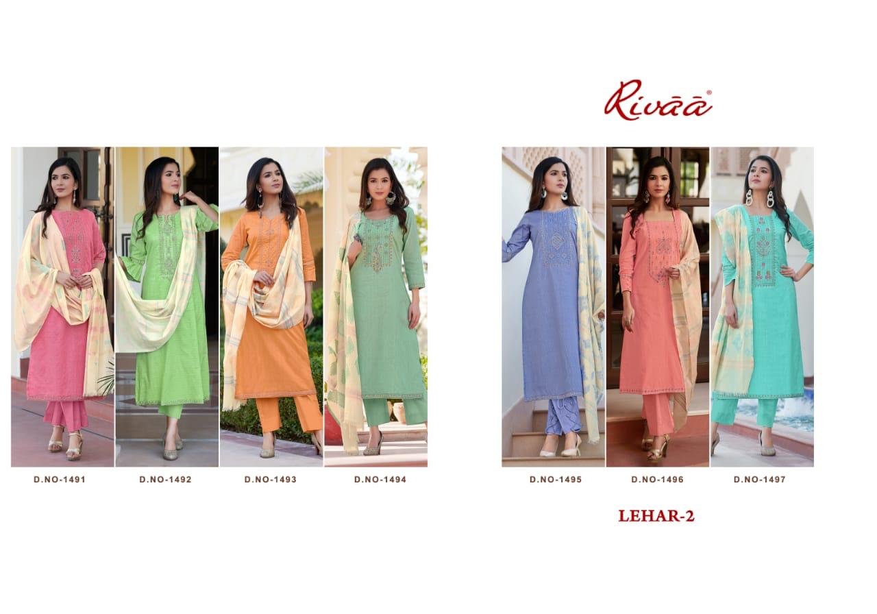 Rivaa Exports Lehar Vol 2 Pure Cotton Printed With Work Dress Material Collection Wholesale Price Surat