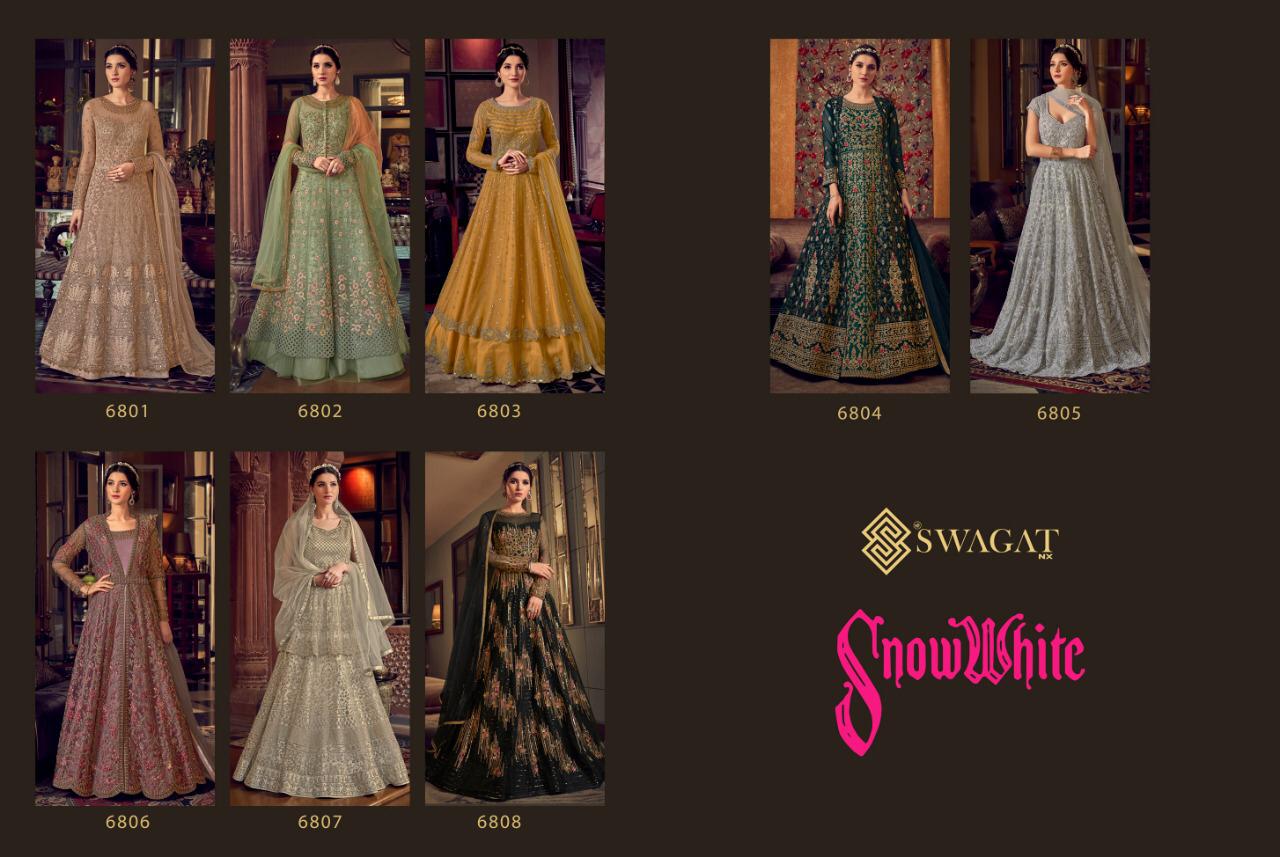 Swagat Snowwhite 6801-6808 Series Wholesale Party Wear Salwar Kameez Collection Best Price Surat Market