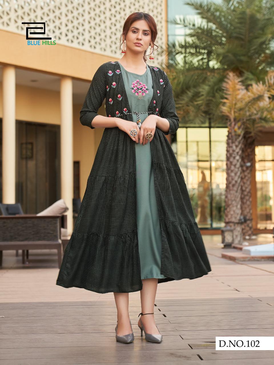 Party Wear Long Gown-Shrug, And Kurtis With Printed