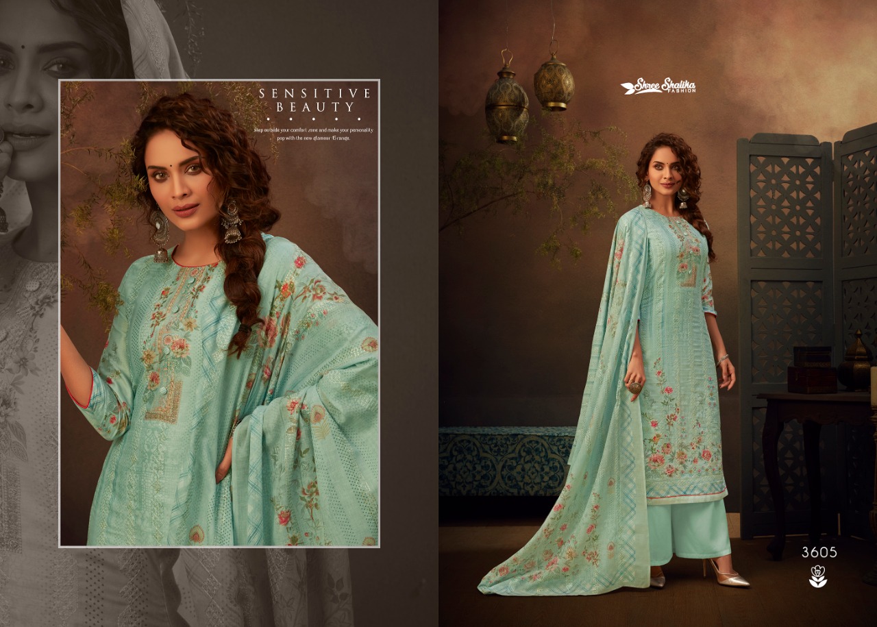 Shalika Fashion Shalika Vol 72 3601-3608 Series Jam Satin Digital Printed Dress Material Collection Wholesale Price