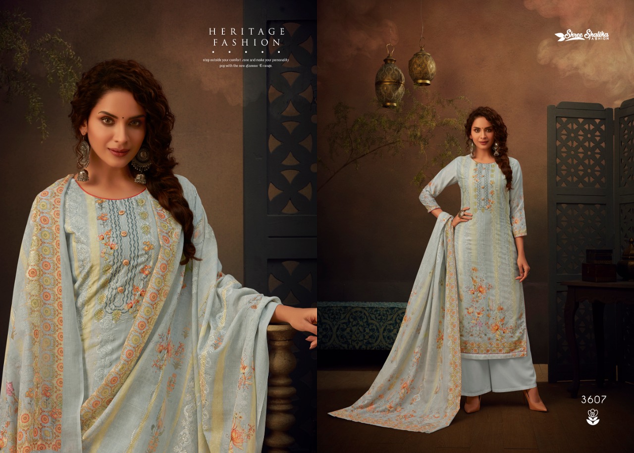 Shalika Fashion Shalika Vol 72 3601-3608 Series Jam Satin Digital Printed Dress Material Collection Wholesale Price