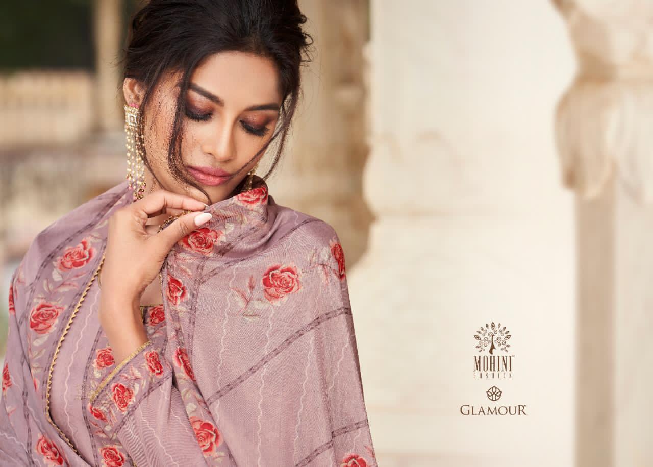 Mohini Fashion Glamour Vol 92 92001-92006 Series Natural Crape Embroidered Suits Collection Wholesale Price