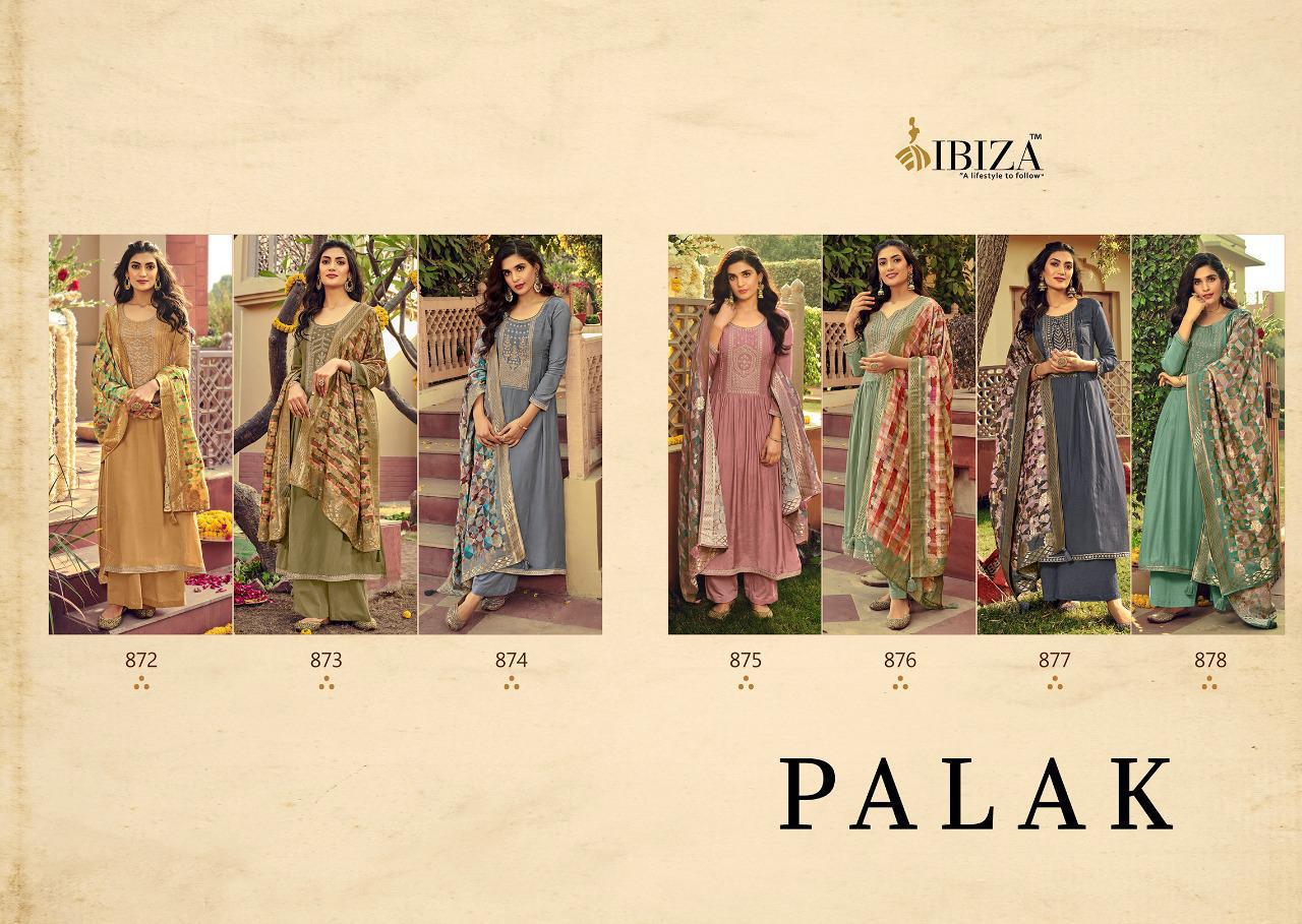 Ibiza Palak 872-878 Series Pure Muslin Silk Party Wear Suits Collection Wholesale Dealer Surat