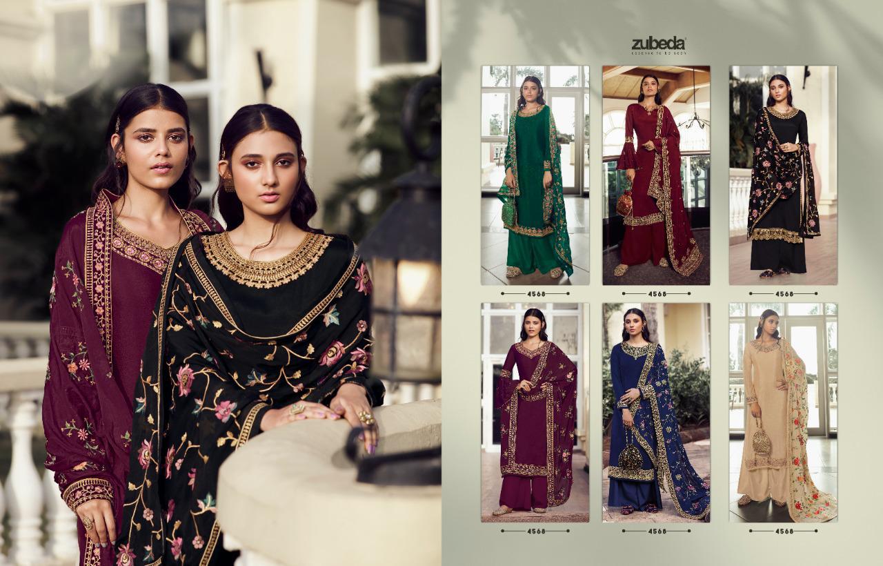 Zubeda Avani Chinon With Work Designer Dress Material Collection Wholesale Price