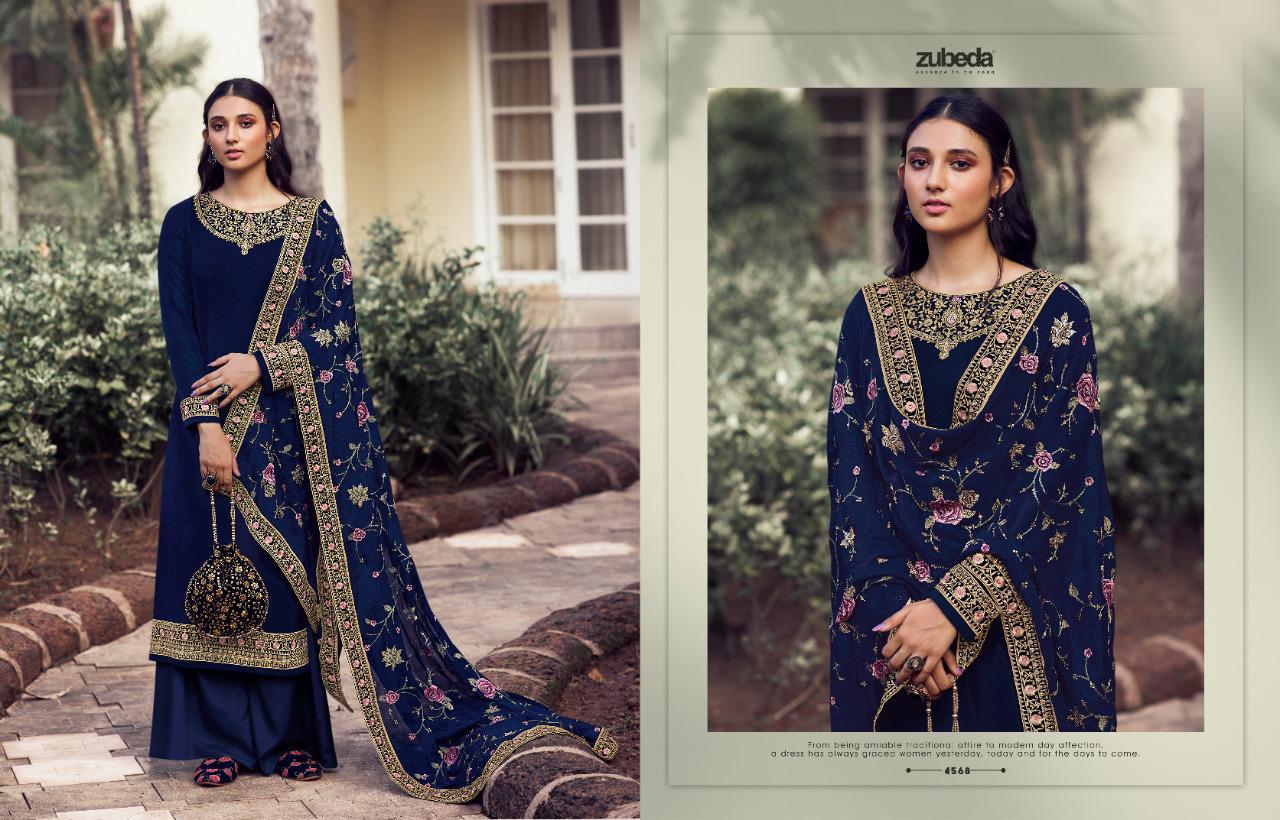 Zubeda Avani Chinon With Work Designer Dress Material Collection Wholesale Price