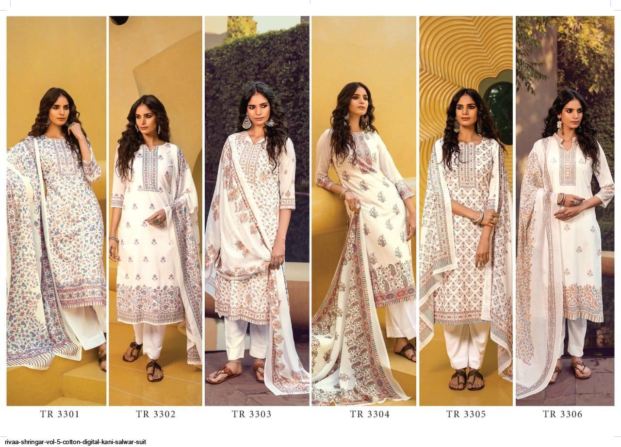 Rivaa Shringar Vol 5 3301-3306 Series Cotton Fancy Suits Wholesale Price Surat