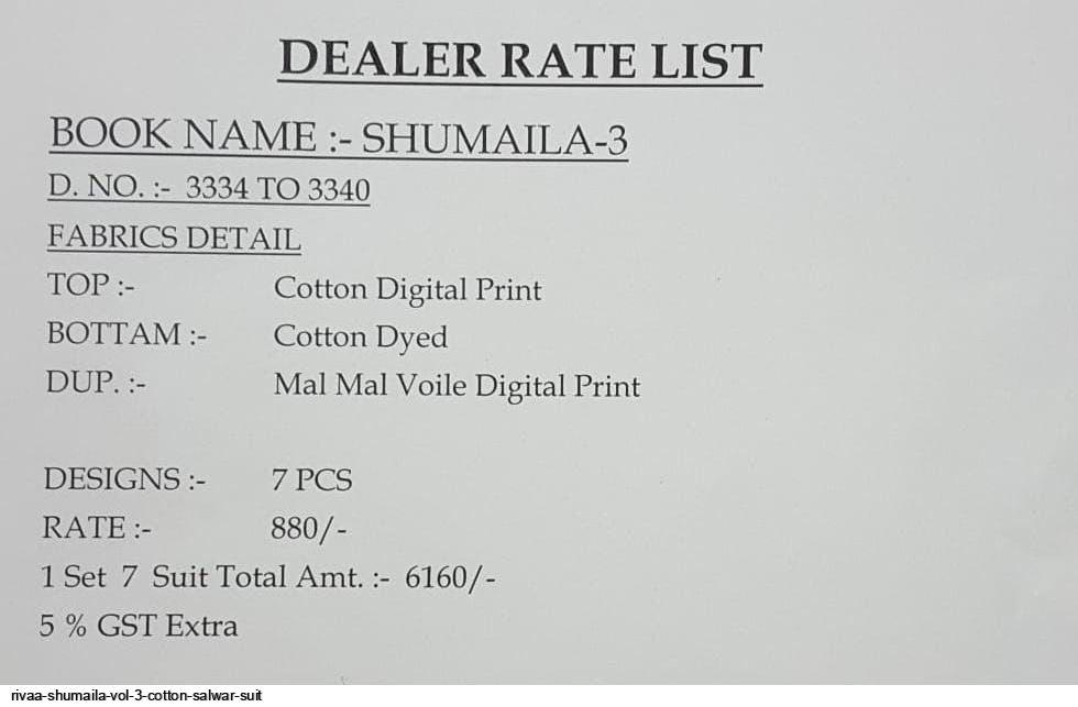 Rivaa Exports Shumaila Vol 3 3334-3340 Series Catalog Wholesale Price Surat