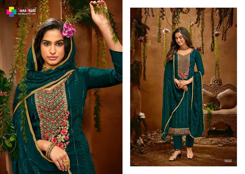 Sanskruti Silks Heritage 5018-5023 Series Pure Jam Silk Fancy Suits Collection Wholesale Price