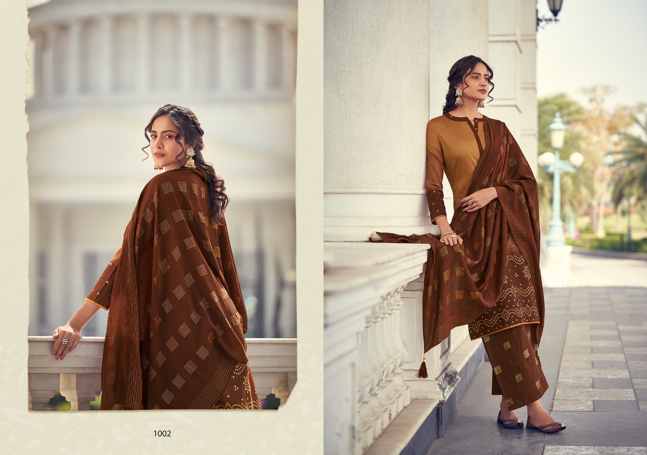Sweety Fashion Soneri Cotton Satin Fancy Look Punjabi Salwar Suits Collection Wholesale Price