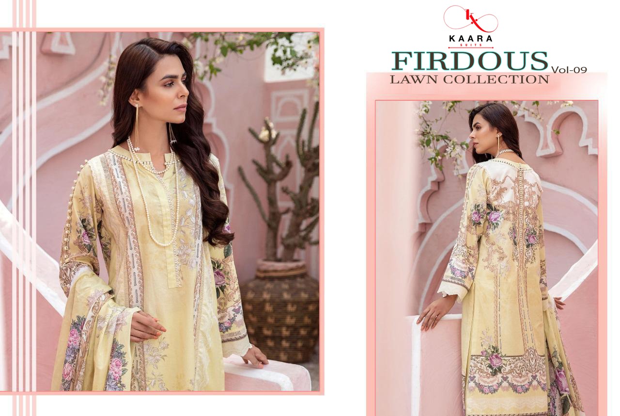 Kaara Suits Firdous Lawn Collection Vol 9 Catalogue Pakistani Suist Wholesale Online Supplier Surat