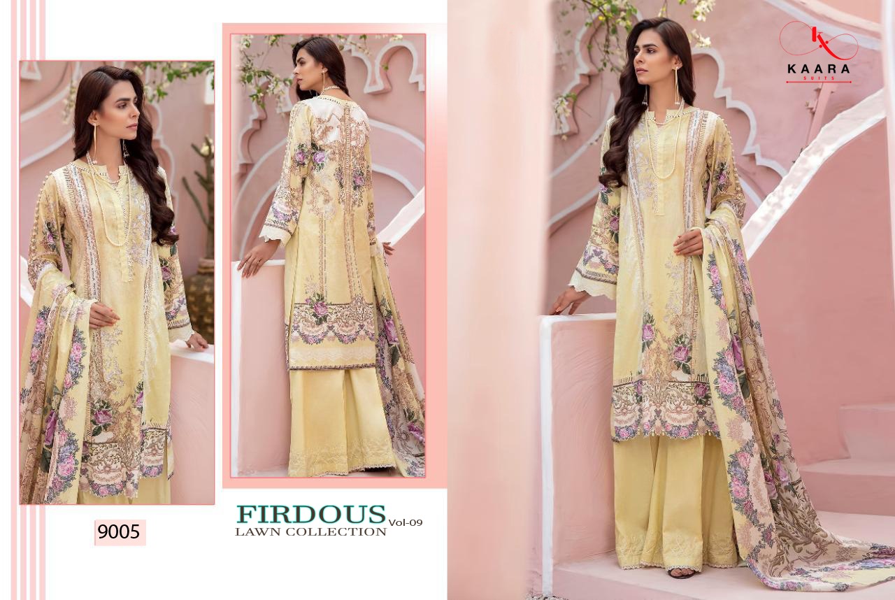 Kaara Suits Firdous Lawn Collection Vol 9 Catalogue Pakistani Suist Wholesale Online Supplier Surat