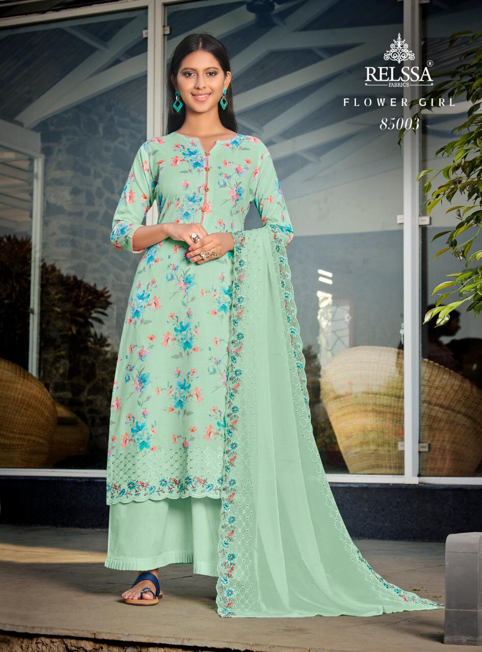 Relssa Fabrics Flower Girl Superior Cotton Fancy Punjabi Suits Collection Wholesale Price