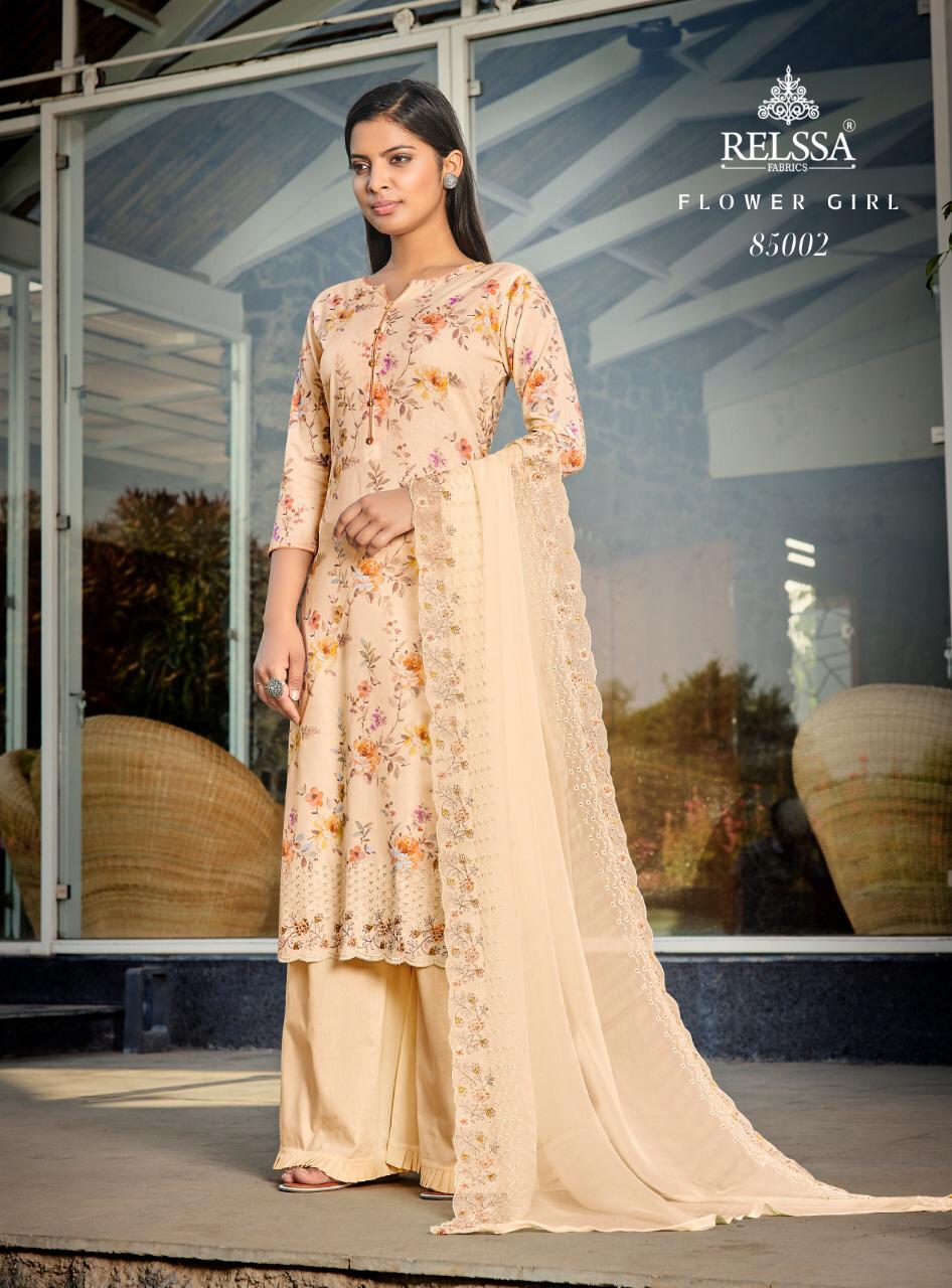 Relssa Fabrics Flower Girl Superior Cotton Fancy Punjabi Suits Collection Wholesale Price