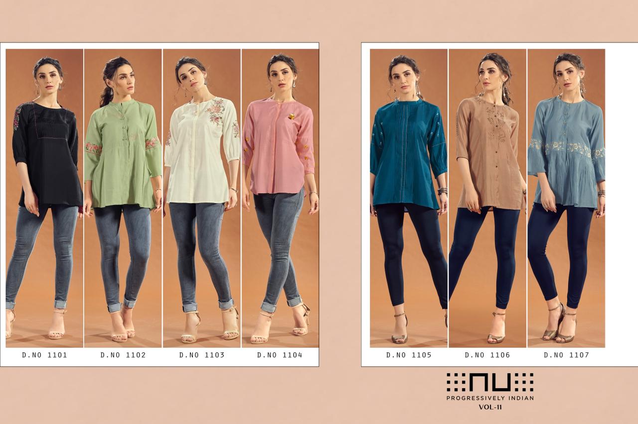 Nitara Nu Vol 11 Viscose Silk Western Look Short Kurtis Collection Wholesale Price Surat