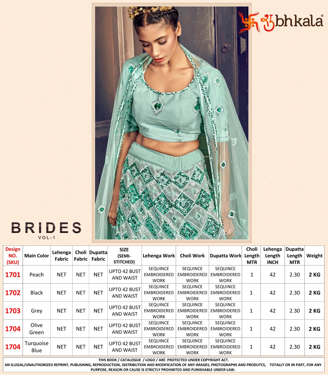 Shubhkala Brides Vol 1 1701-1705 Series Party Wear Bridal Lehenga Collection Wholesale Price