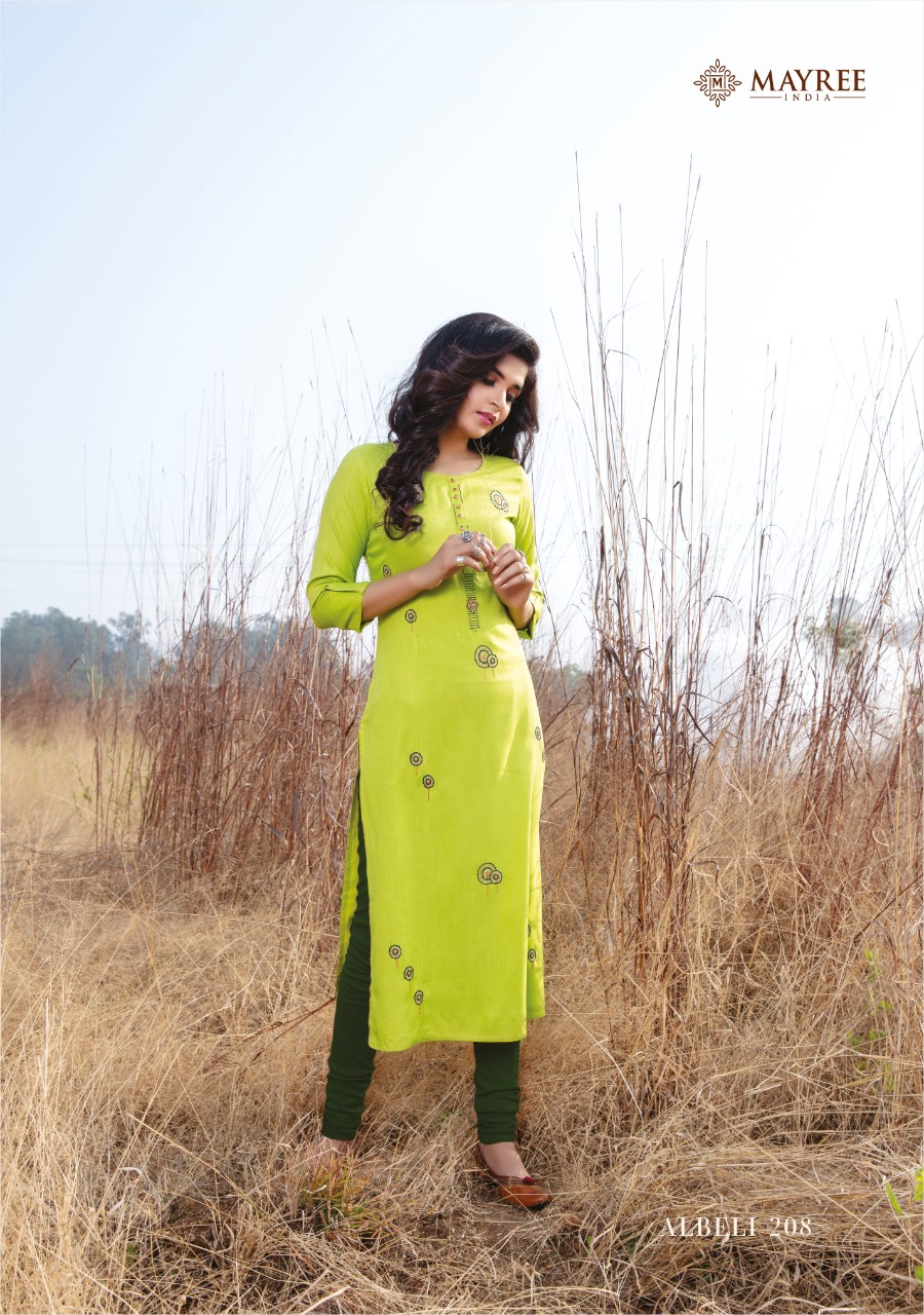 Mayree India Albeli Vol 2 Rayon Designer Kurtis Collection Wholesale Price Surat