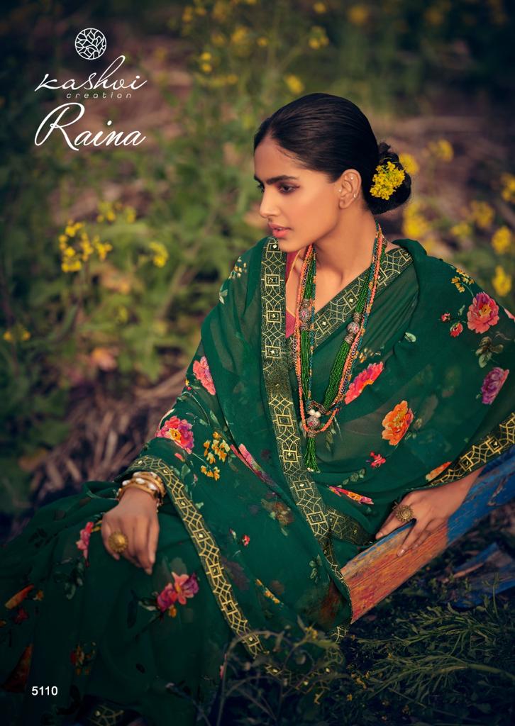 Kashvi Creation Raina Georgette Printed Designer Sarees Collection Wholesale Price Surat