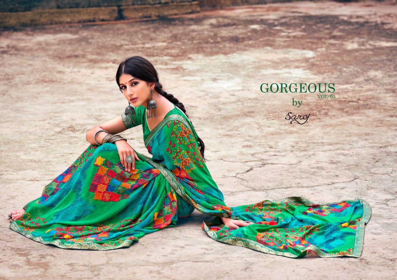 Saroj Gorgeous Vol 3 Soft Georgette Printed Sarees Collection Wholesale Price