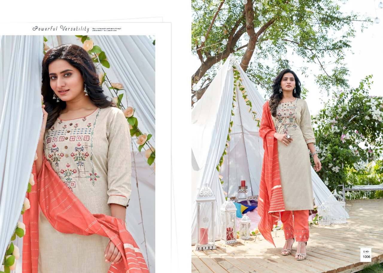 Amaaya Garment Frill Fancy Cotton Designer Kurtis With Bottom Dupatta Set Wholesale Price