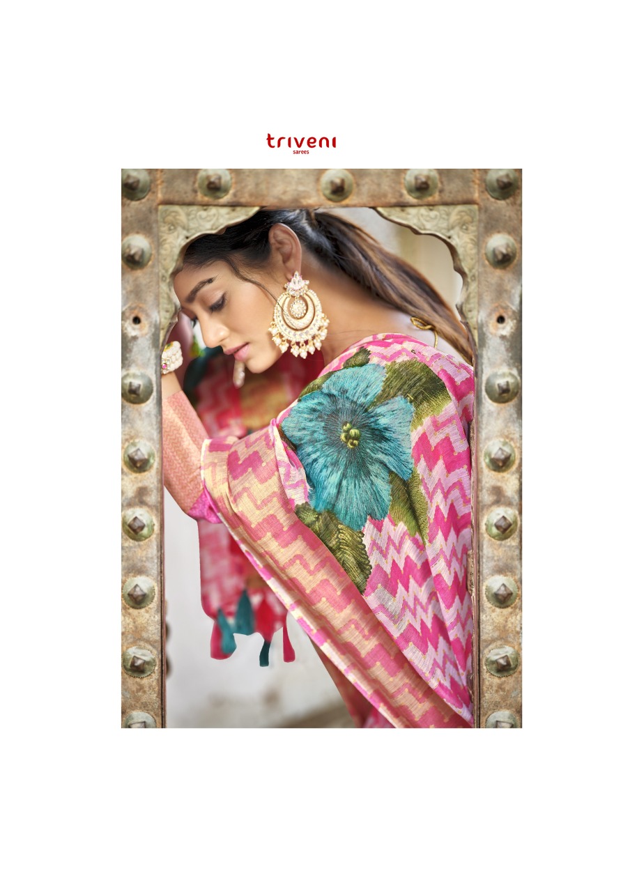 Triveni Gangaur Cotton Linen Lehariya Sarees Catalogue Wholesale Price Surat