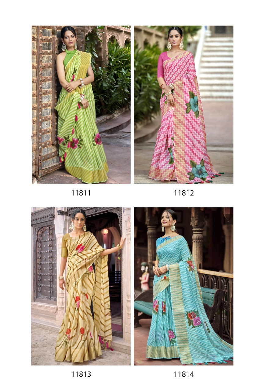 Triveni Gangaur Cotton Linen Lehariya Sarees Catalogue Wholesale Price Surat