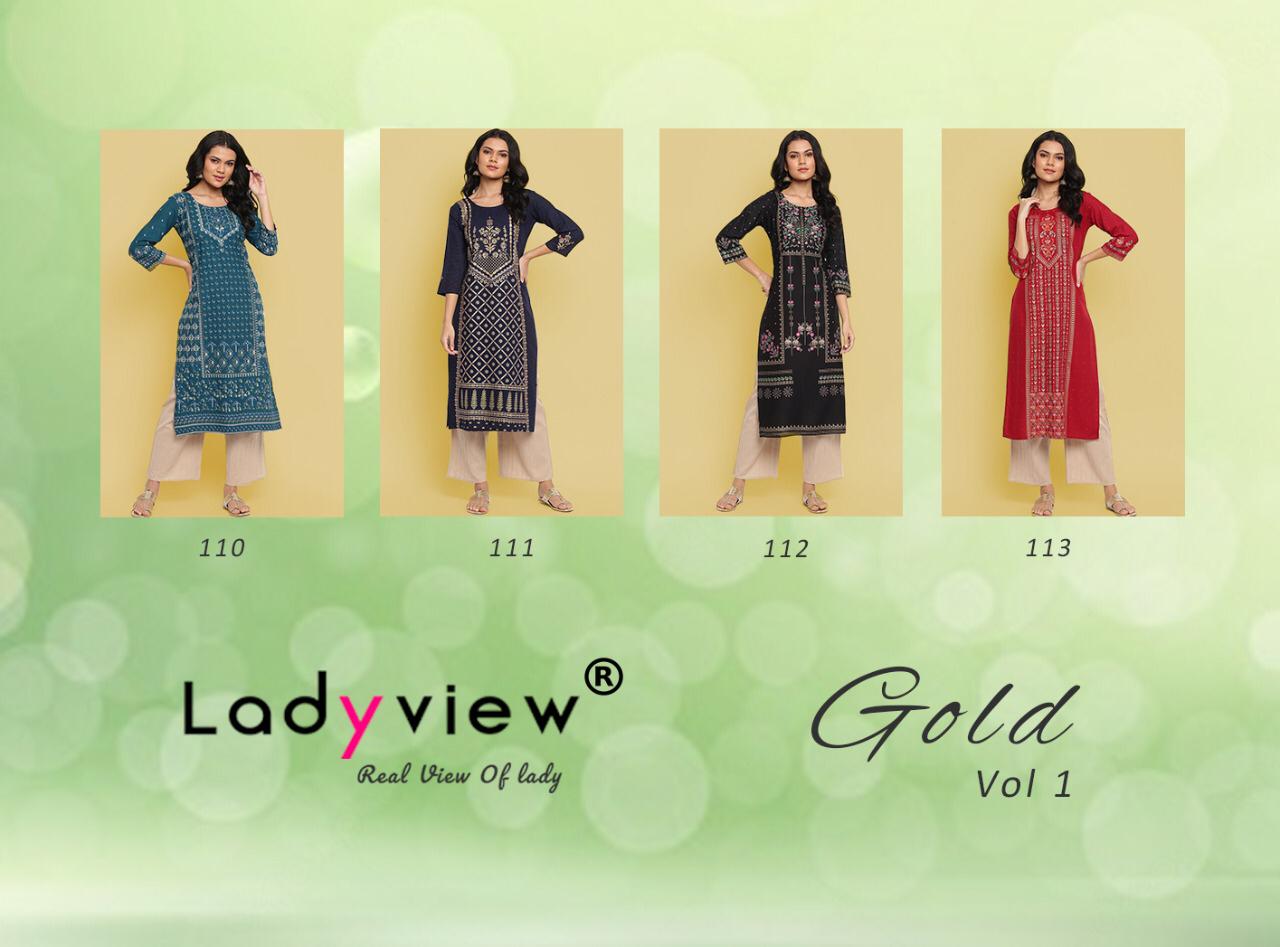 Ladyview Gold Vol 1 Rayon Designer Kurtis Catalogue Wholesale Price
