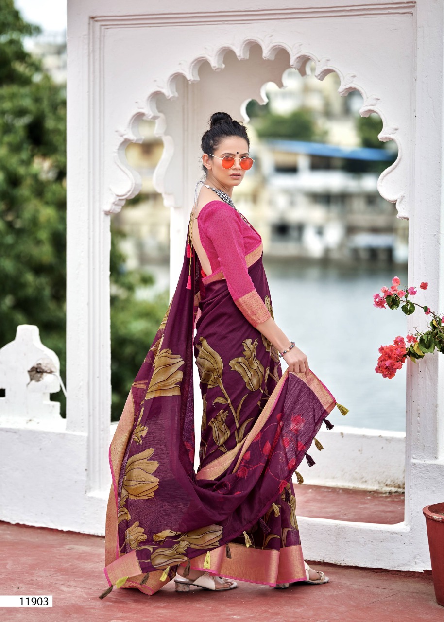 Triveni Launch Swet Catalogue Cotton Linen Designer Sarees Collection Wholesale Price
