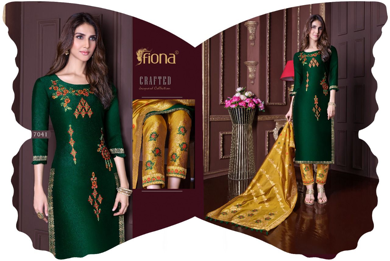 Fiona Fashion Meenakari 7041-7048 Series Party Wear Look Silk Salwar Kameez Wholesale Dealer Surat