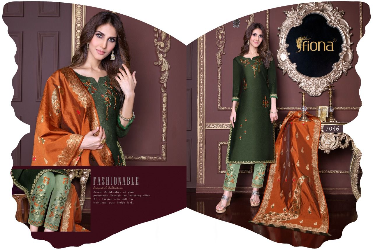 Fiona Fashion Meenakari 7041-7048 Series Party Wear Look Silk Salwar Kameez Wholesale Dealer Surat