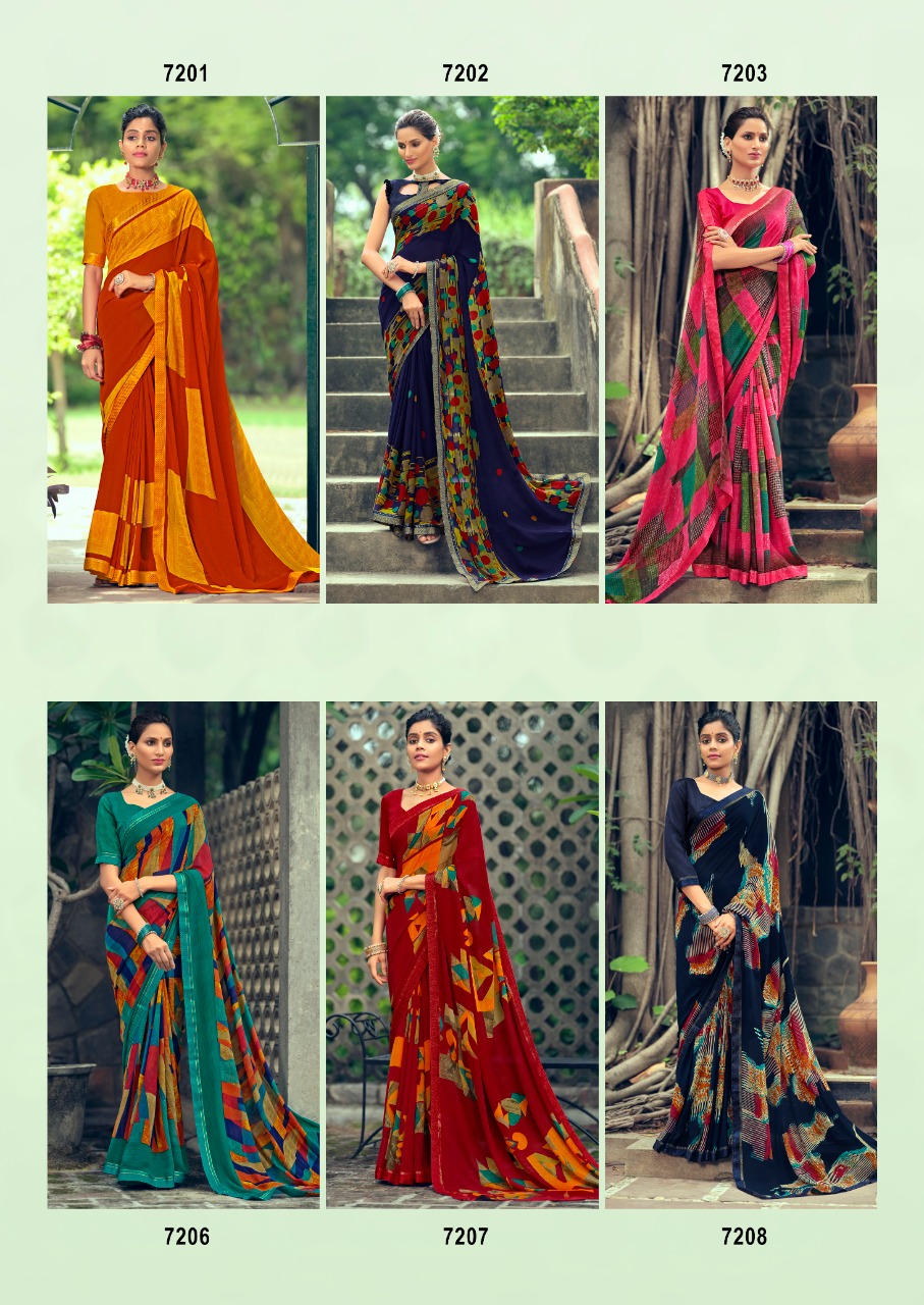 Kashvi Creation Bindiya Catalogue Georgette Fancy Printed Sarees Collection Wholesale Price