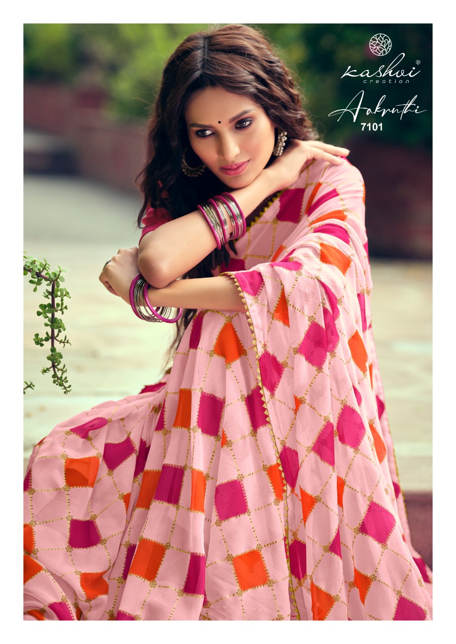 Kashvi Creation By Aakruthi Georgette Printed Designer Sarees Collection Wholesale Price
