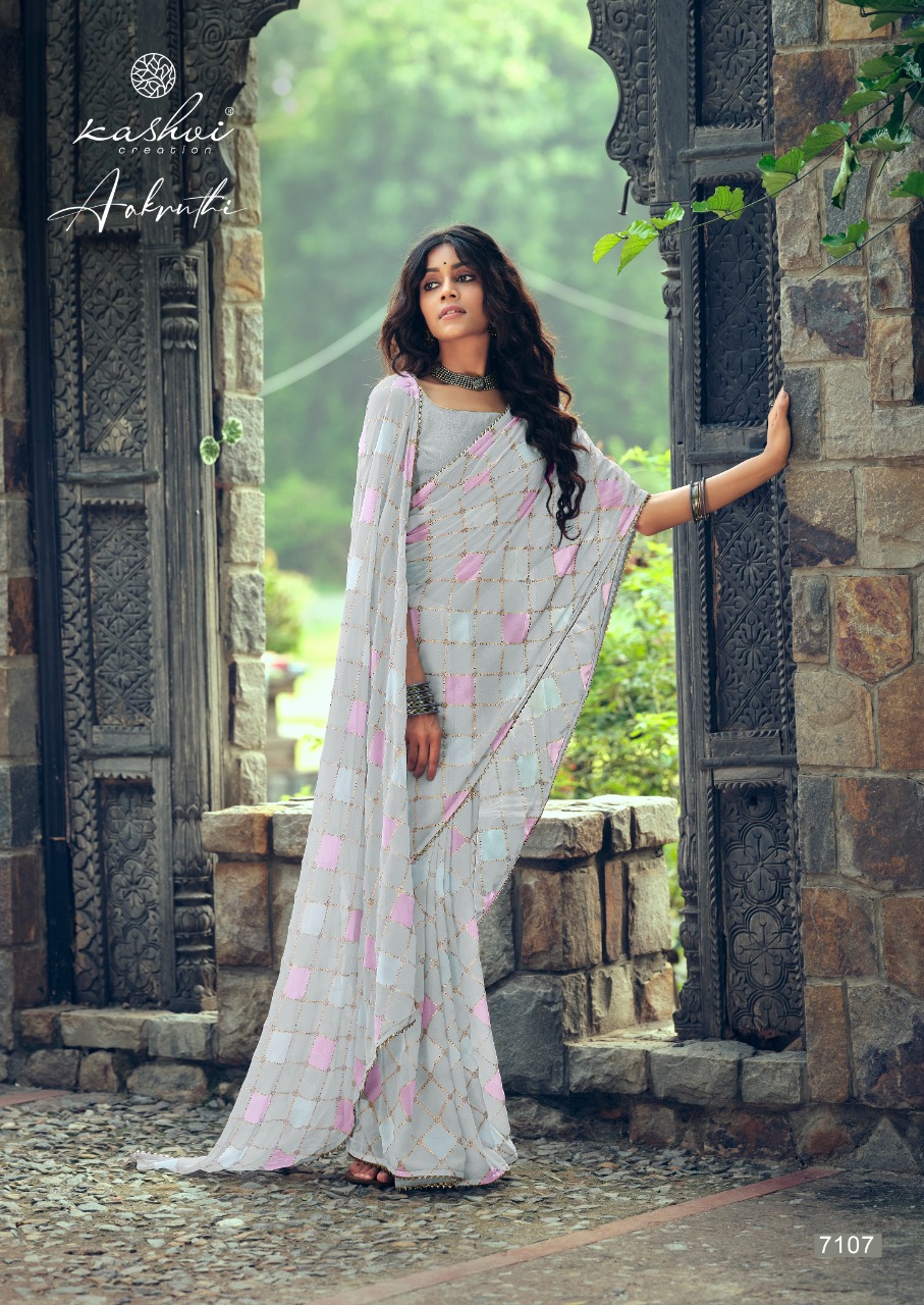 Kashvi Creation By Aakruthi Georgette Printed Designer Sarees Collection Wholesale Price