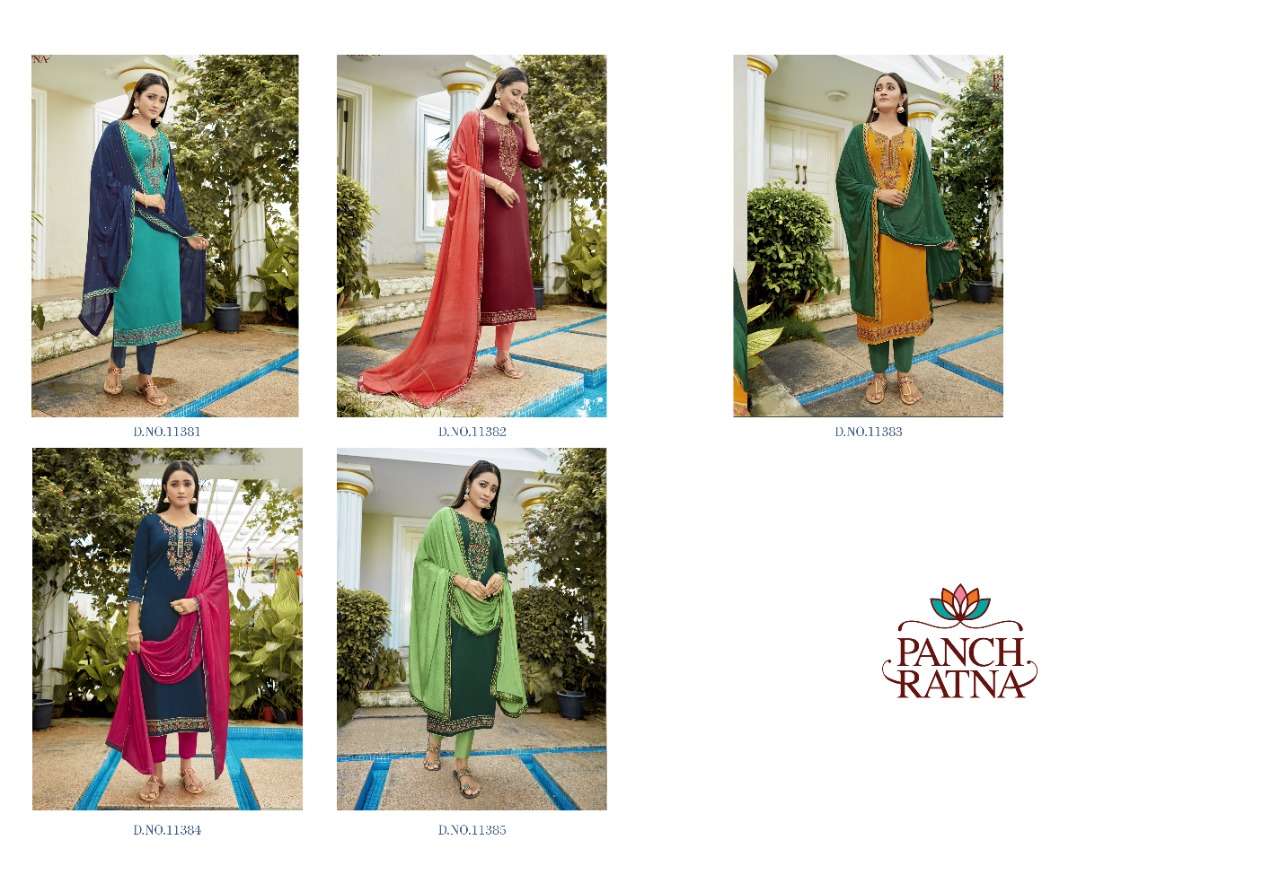 Panch Ratna Glamour Jam Silk Work Salwar Kameez Catalogue Wholesale Price Surat