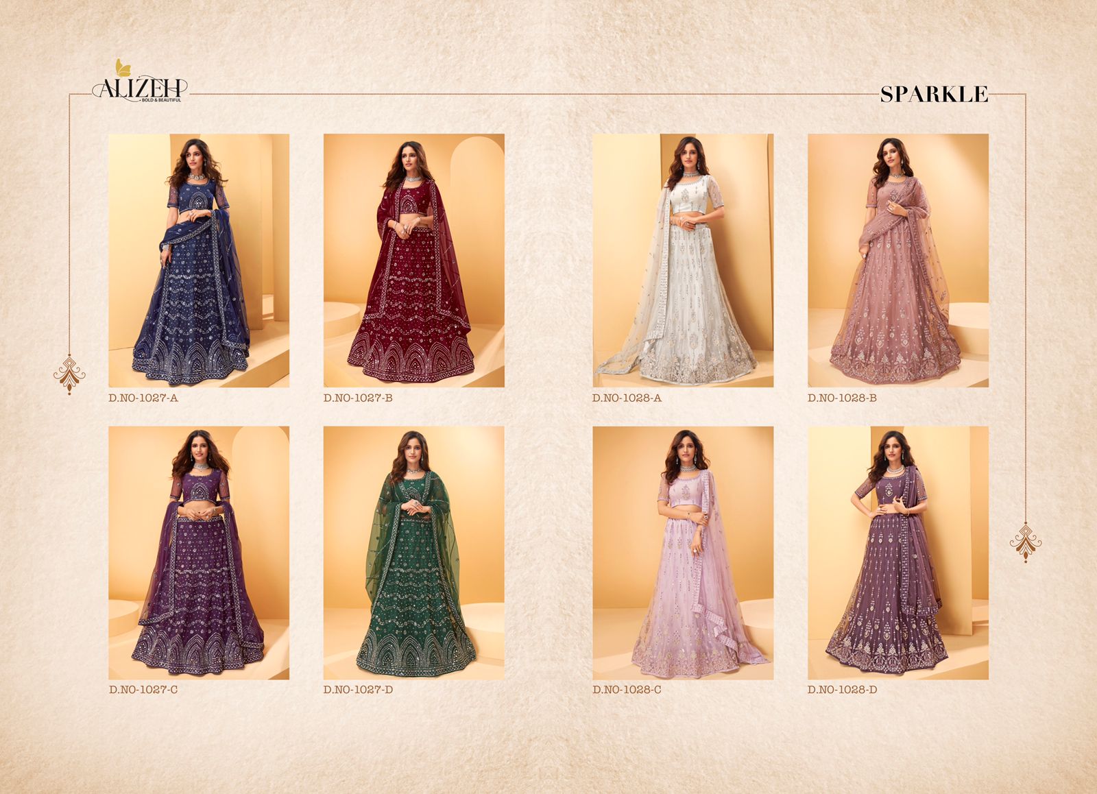 Alizeh Presents Sparkle 1027-1028 Series Wedding Lehenga Collection Wholesale Price