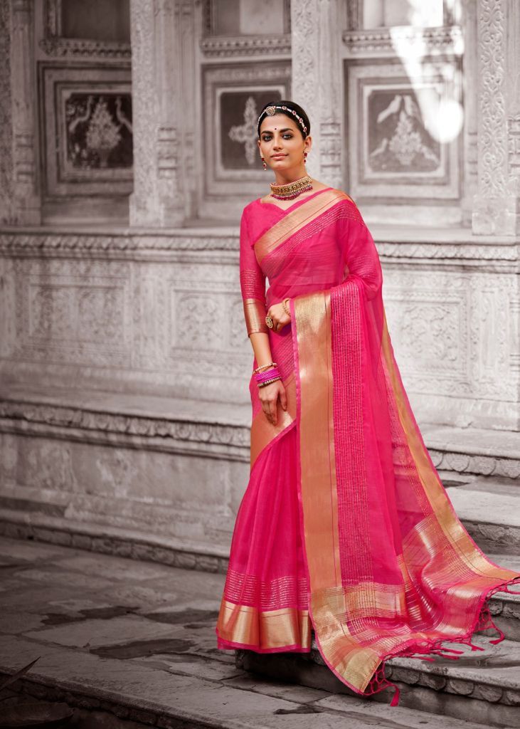Kashvi Creation Chandrakala Kora Silk Designer Sarees Wholesale Price